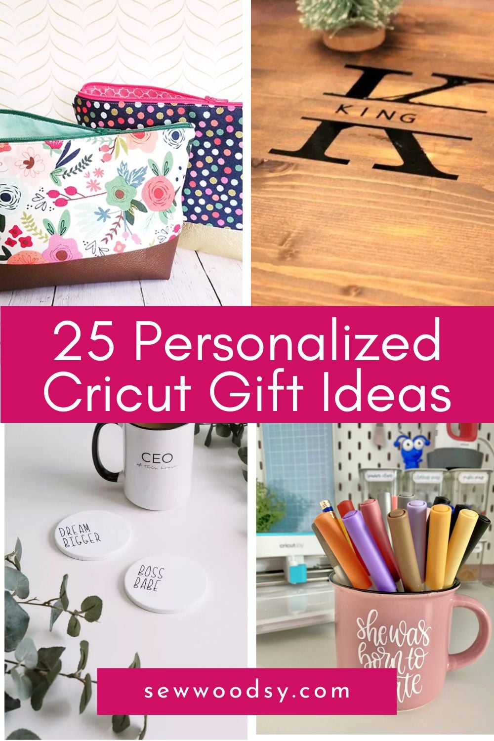 Four photos of different craft projects with post title text on image for Pinterest.