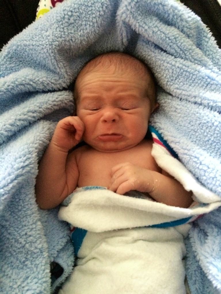 crying newborn.