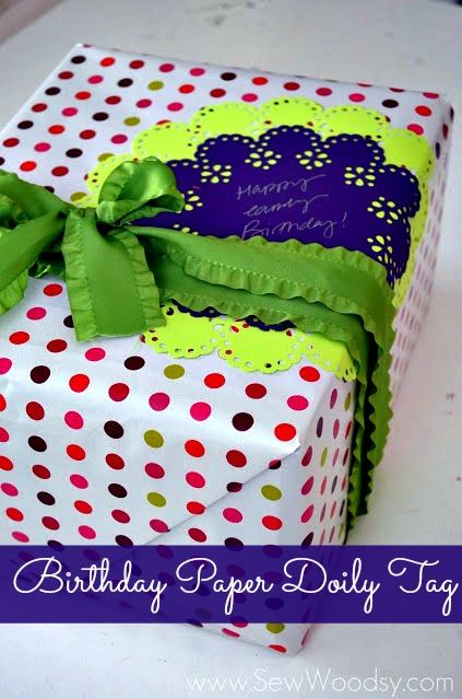 Birthday Paper Doily Tag from gruro.com #12MonthsOfMartha