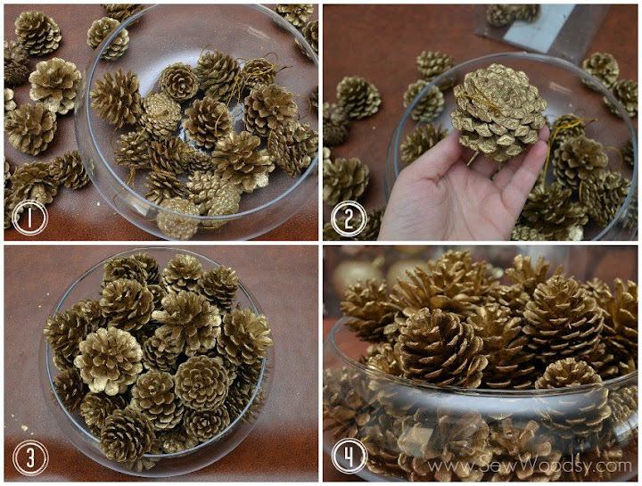 Martha Stewart Living Winterberry Golden Pinecone Ornaments