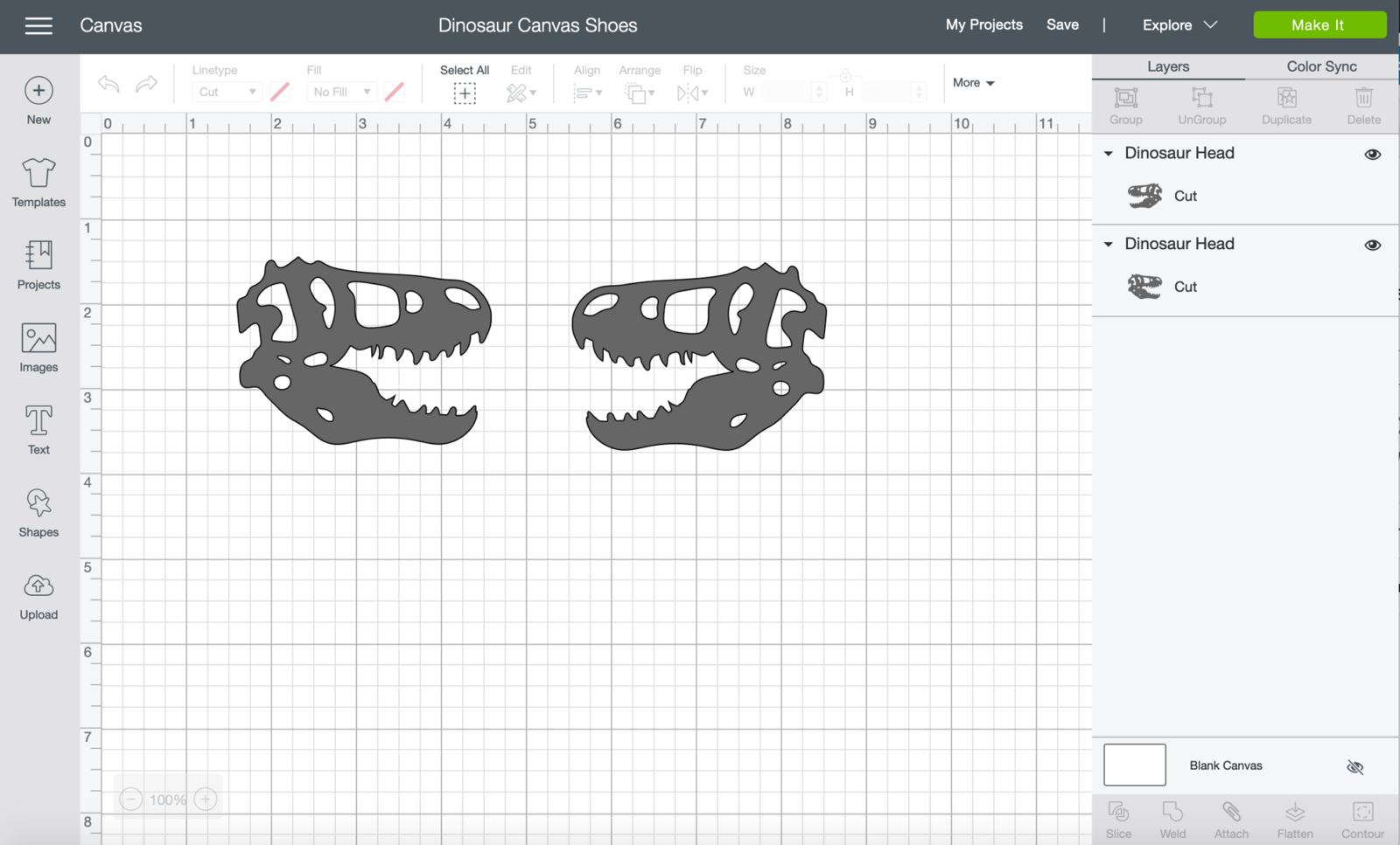 Dinosaur Canvas Shoes file for Cricut Design Space