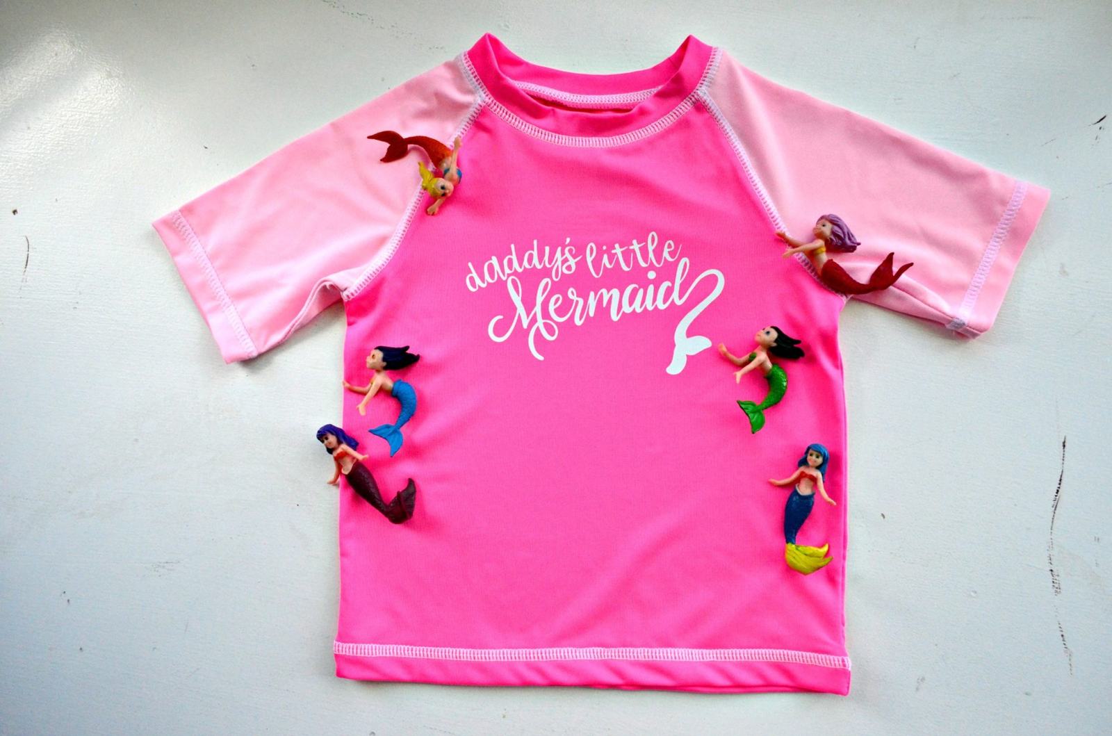 DIY Daddy’s Little Mermaid Rash Guard Made with Cricut Maker and EasyPress 2!