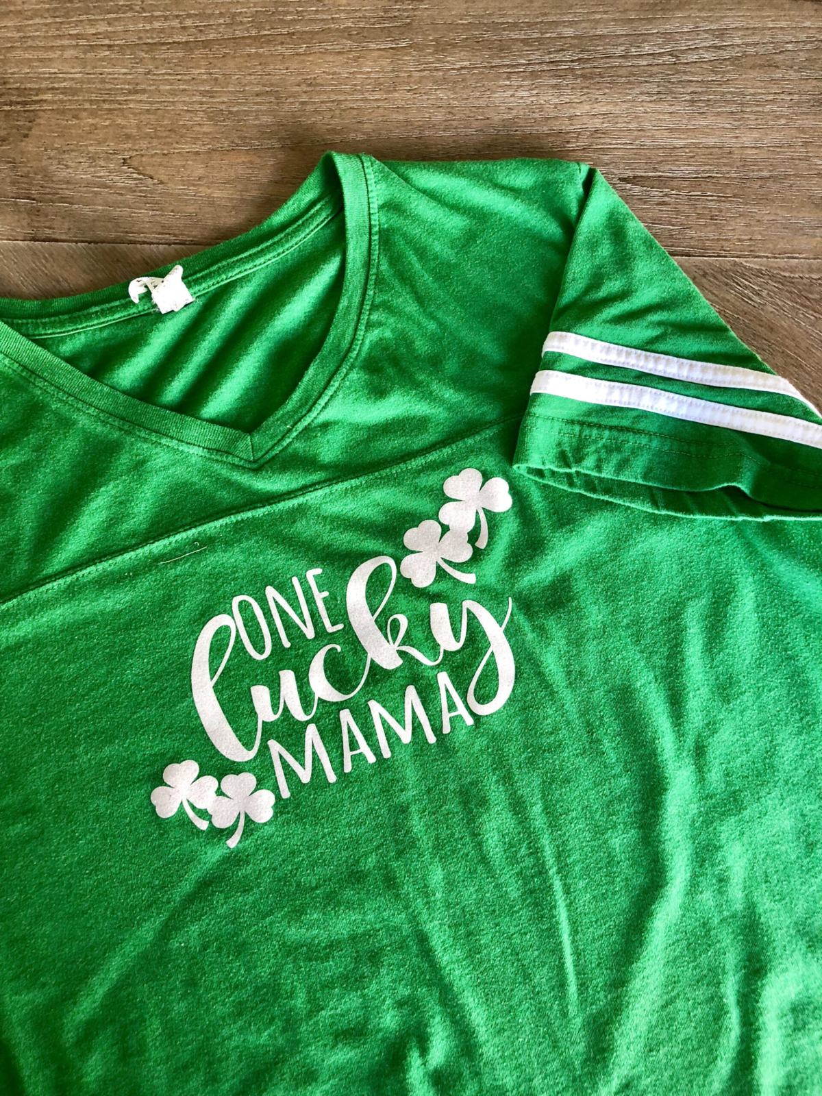 DIY “One Lucky Mama” Iron-On Shirt