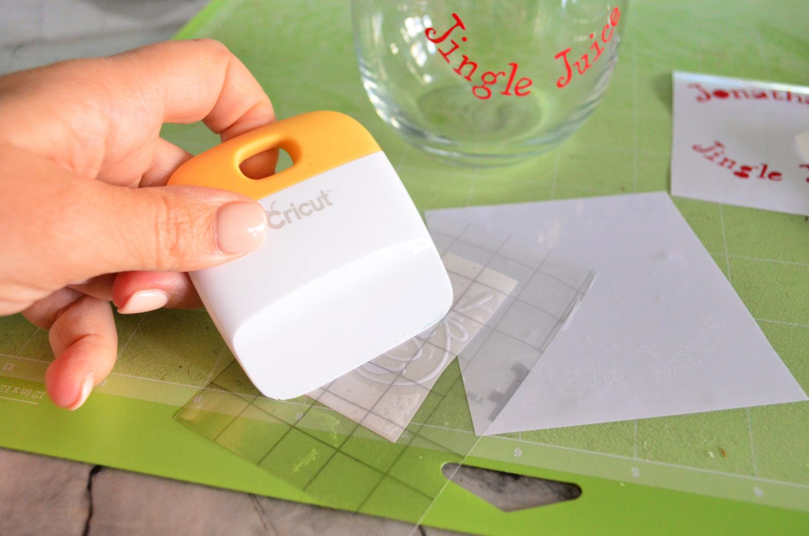DIY Personalized Jingle Juice Wine Glasses Squeege Vinyl