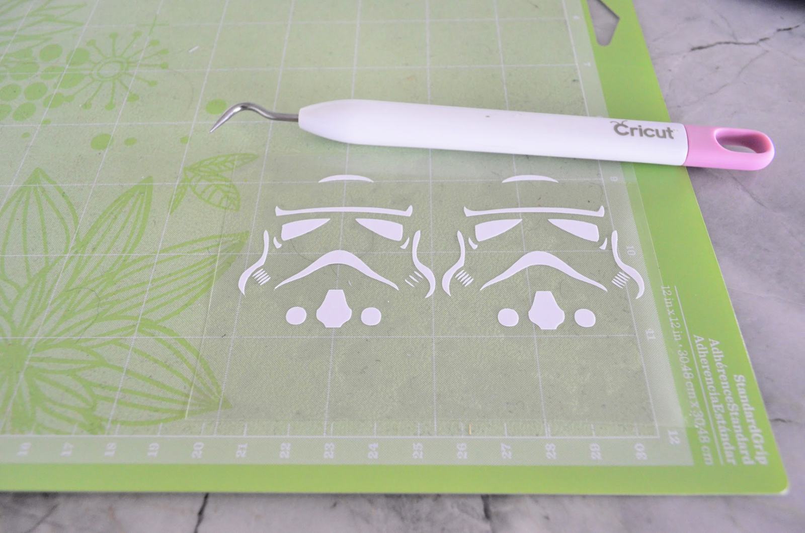 Weeded design on a green StandardGrip Cricut Mat