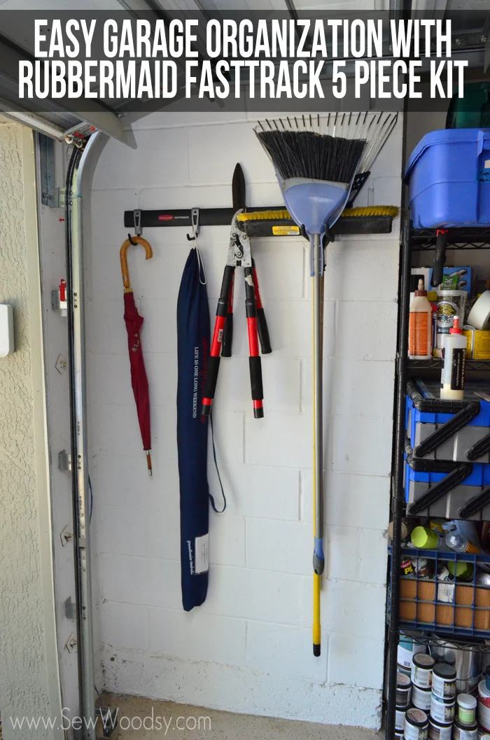 Easy Garage Organization with Rubbermaid FastTrack 5 Piece Kit #pmedia #FastTrack