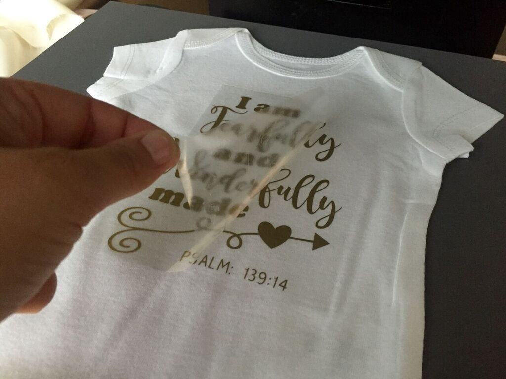 Fearfully and Wonderfully Made Onesie - Peeling off plastic