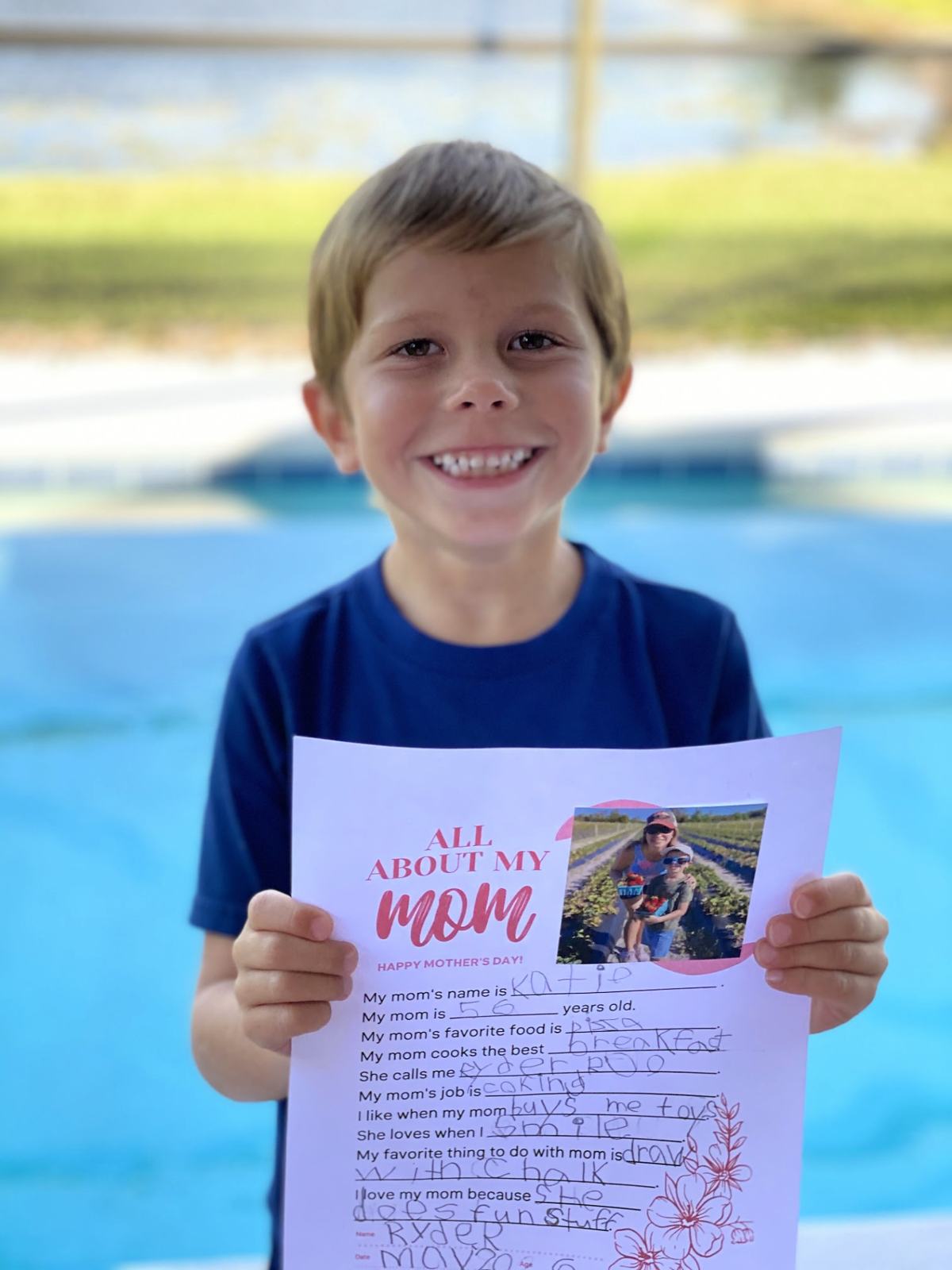 Mother's Day Questionnaire Printable filled out with children