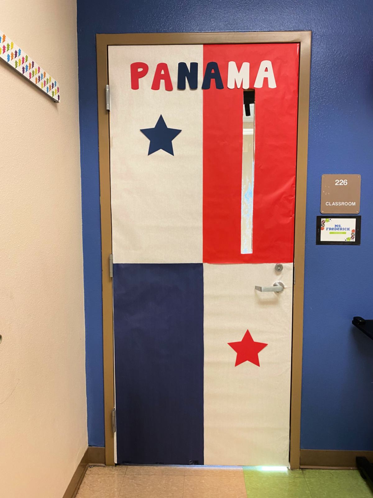 Panama flag door with the word "Panama".