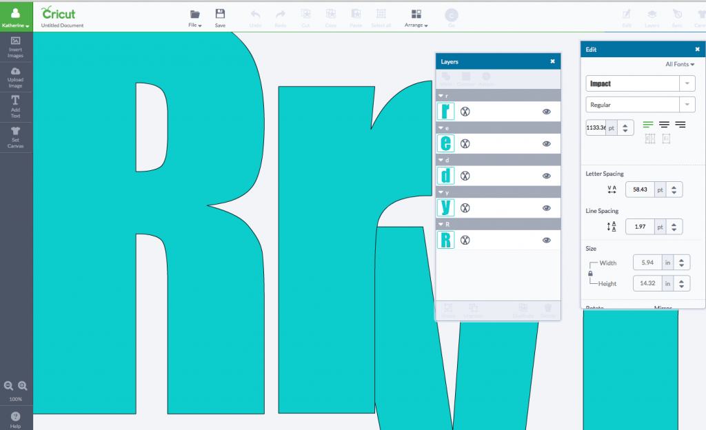 Cricut Design Space Name Screen Shot