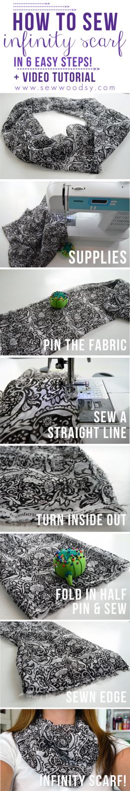 Click this photo to learn how to sew an infinity scarf in just a few simple steps! gruro.com #sewing #crafts #diy