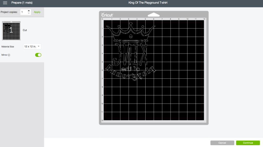 King of the Playground Cricut Design Space Screenshot