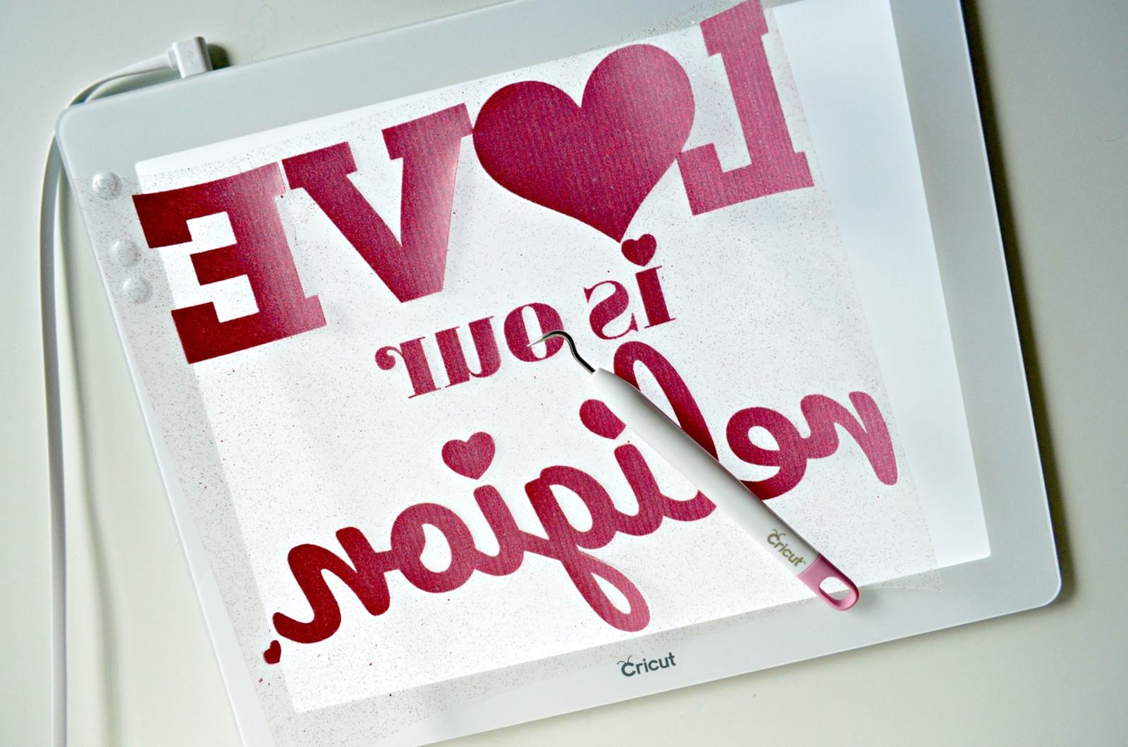 Love is my Religion Pillow - Cricut BrightPad