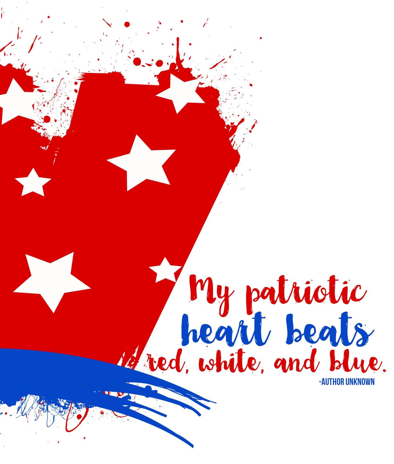 My Patriotic Heart Beats Red, White, and Blue Printable