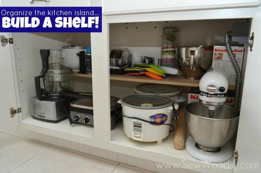 Organize the Kitchen Island... Build a Shelf! http://gruro.com #diy #PureBond #Kitchen #Organize