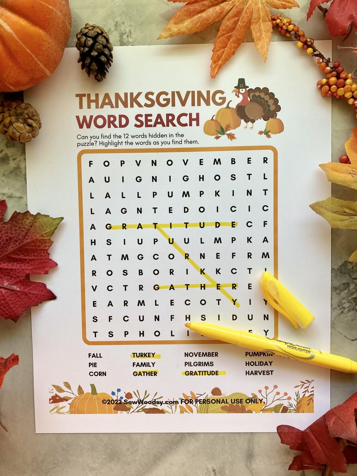 Printable Thanksgiving Word Search