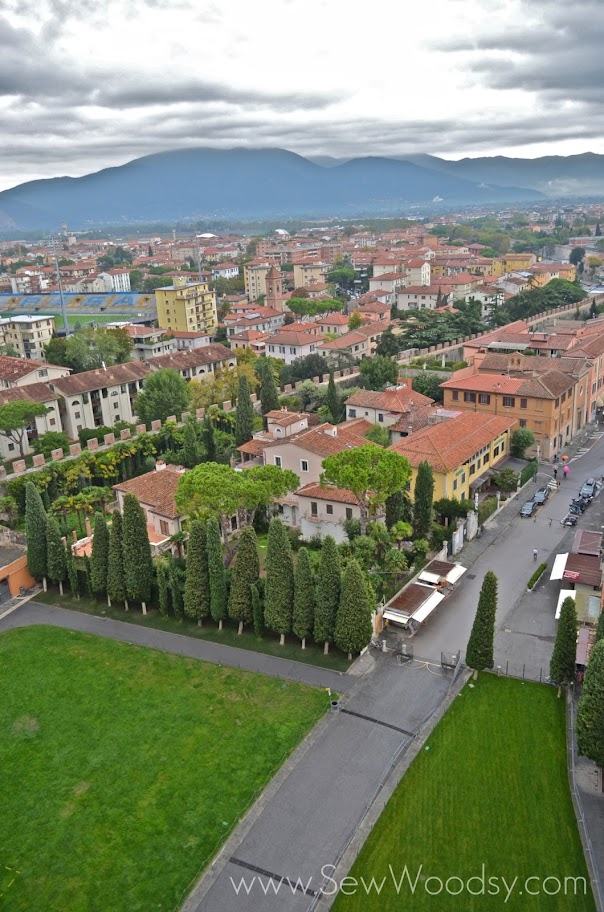 View from the top of the leaning tower of pisa.