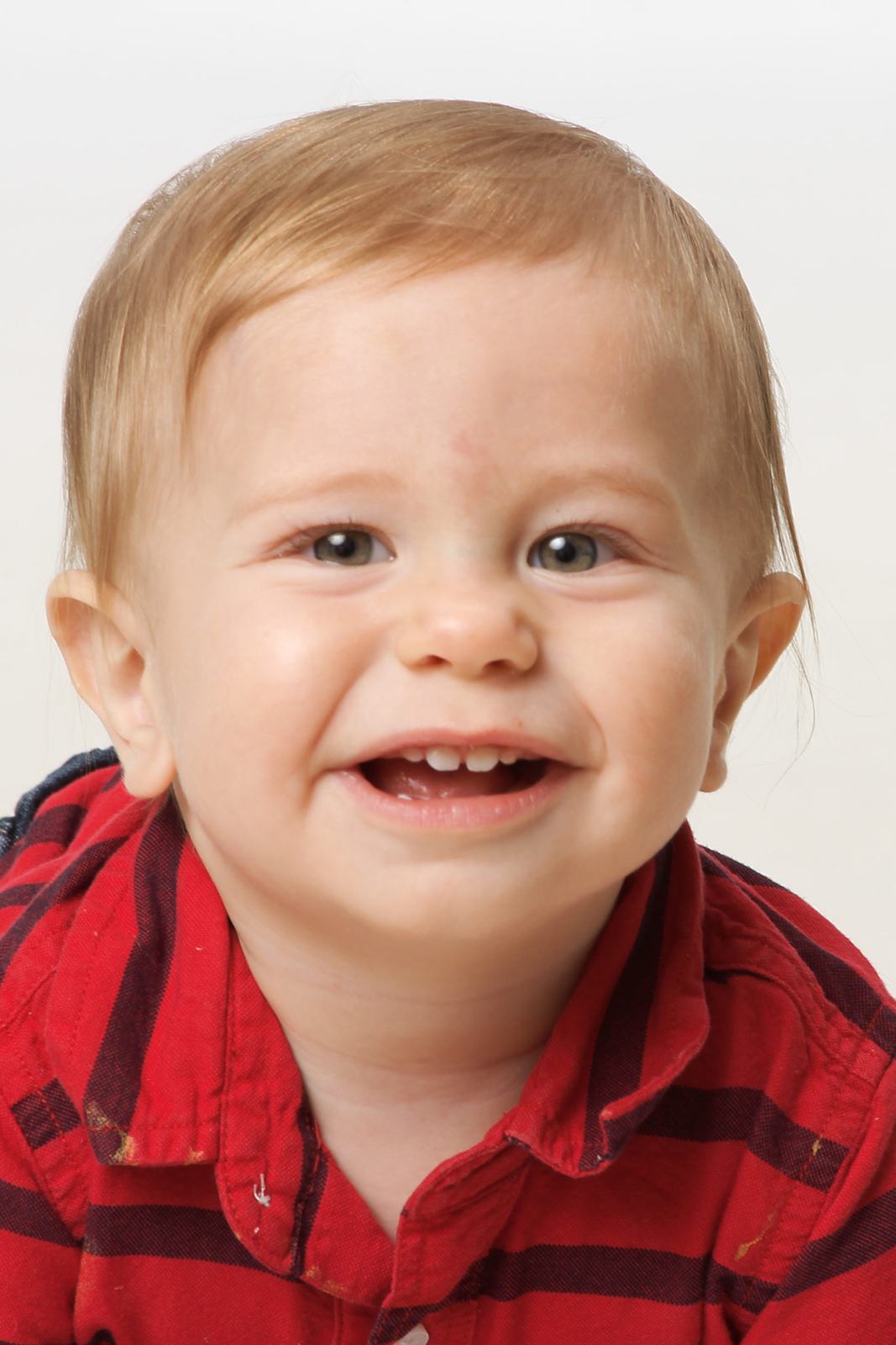 10 month old baby boy with blonde hair.