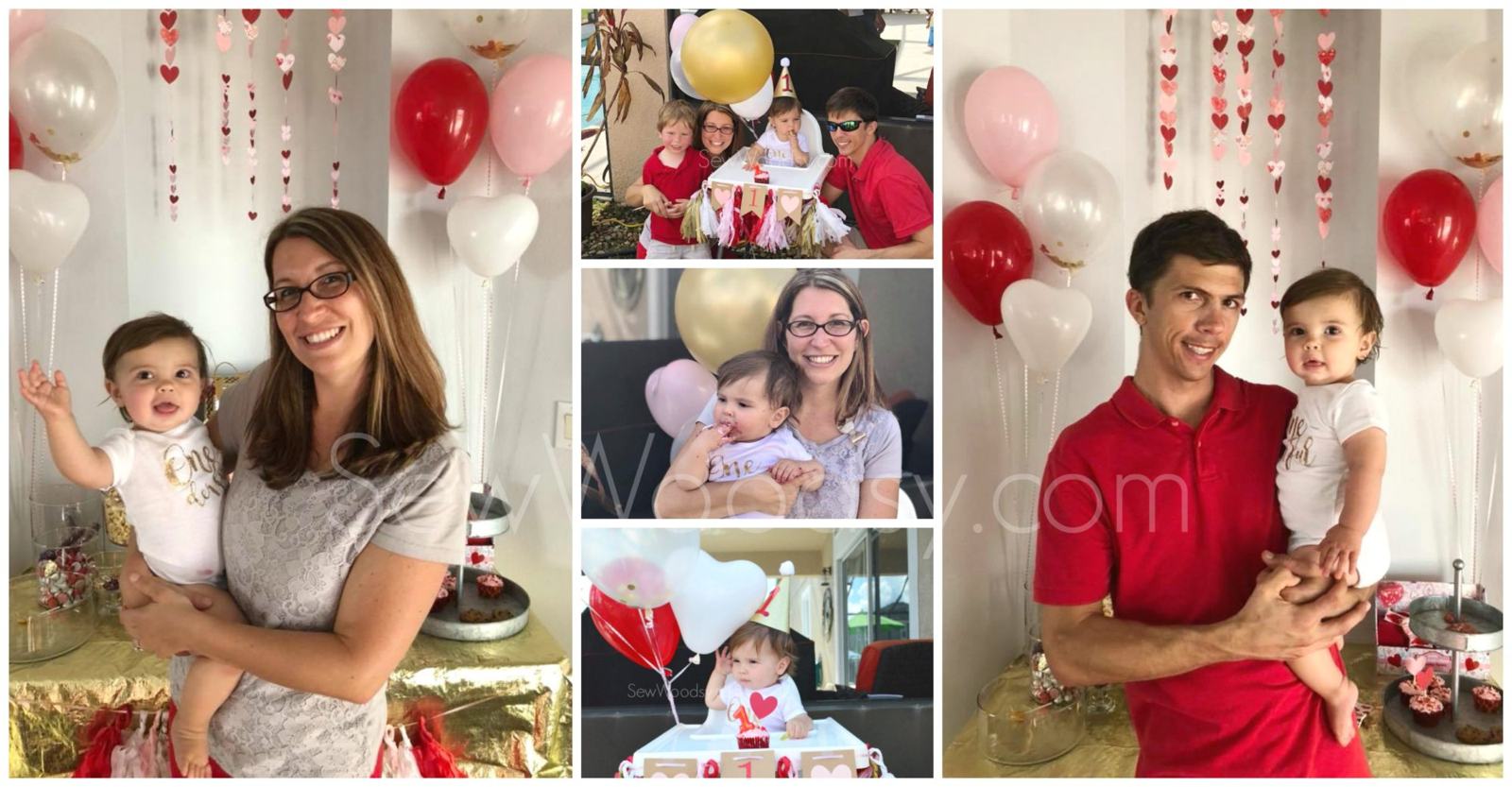 Valentine Themed Balloons for 1st Birthday Party