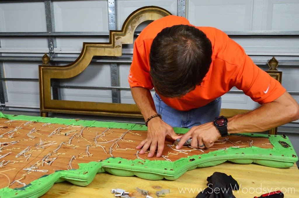{Video} How to Tuft & Upholster an Ornate Headboard from gruro.com created for Homes.com #DIY #Video #Upholstery