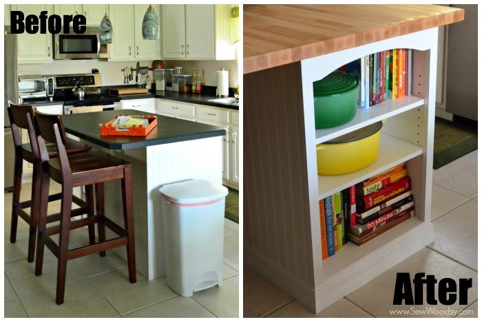 Kitchen Island Custom Bookcase video tutorial created for @homesdotcom by gruro.com #DIY #kitchen