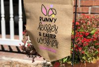 Bunny Kisses and Easter Smiles Burlap Garden Flag