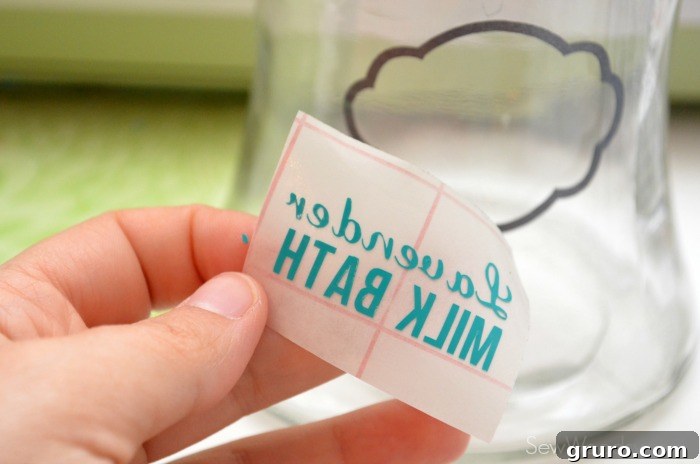 Craft a Custom Lavender Milk Bath 15 Repeating transfer process for text layer of DIY Lavender Milk Bath label