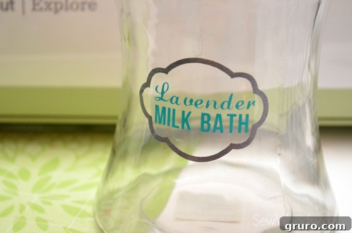 Craft a Custom Lavender Milk Bath 18 Finished custom label on jar for DIY Lavender Milk Bath