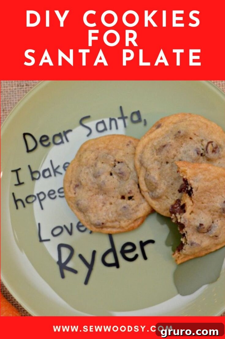 Green plate with text on plate and three cookies stacked on top.