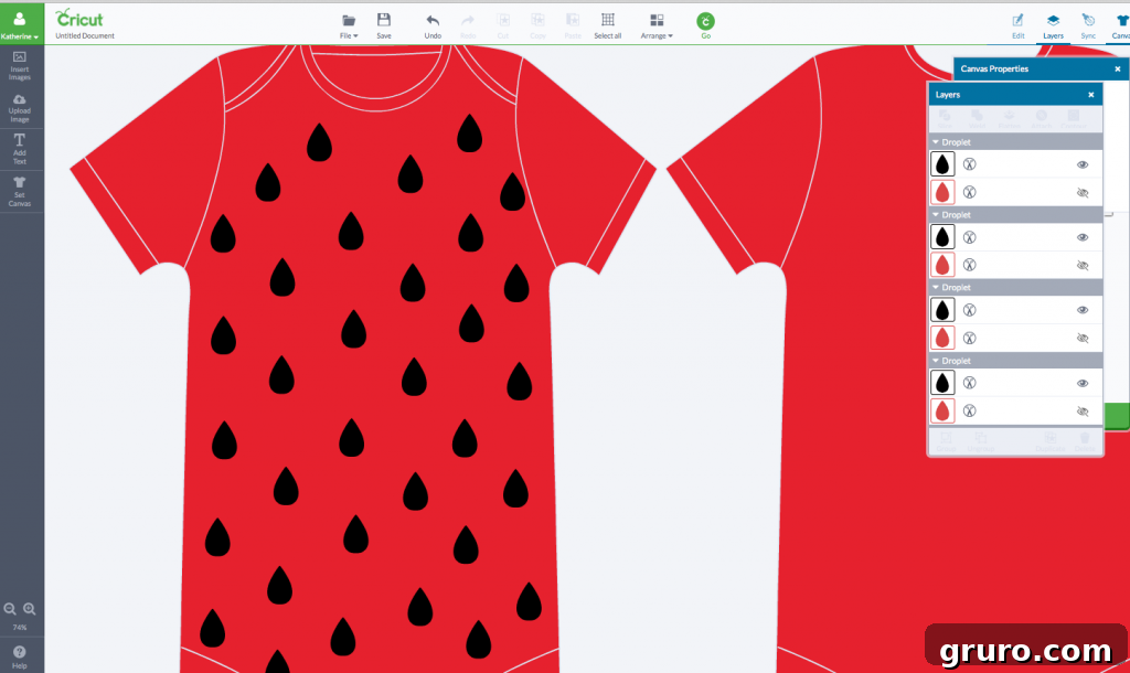 Duplicating and arranging seeds on the Cricut canvas