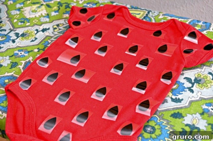 Cutting individual seeds for placement on onesie