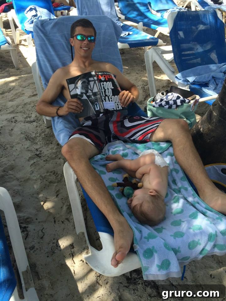 Tiny Traveler's Maiden Voyage 17 Infant on Coco Cay Beach