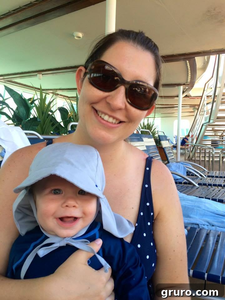 Tiny Traveler's Maiden Voyage 20 Infant on Lido Deck on Cruise