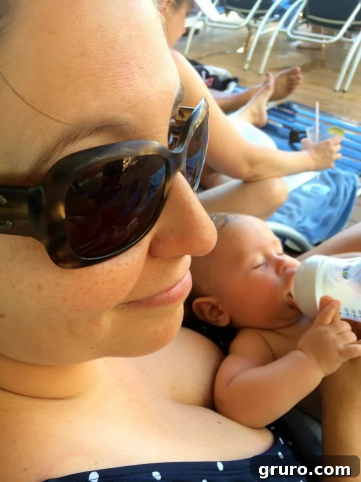 Tiny Traveler's Maiden Voyage 21 Infant Asleep on Lido Deck on Cruise Ship