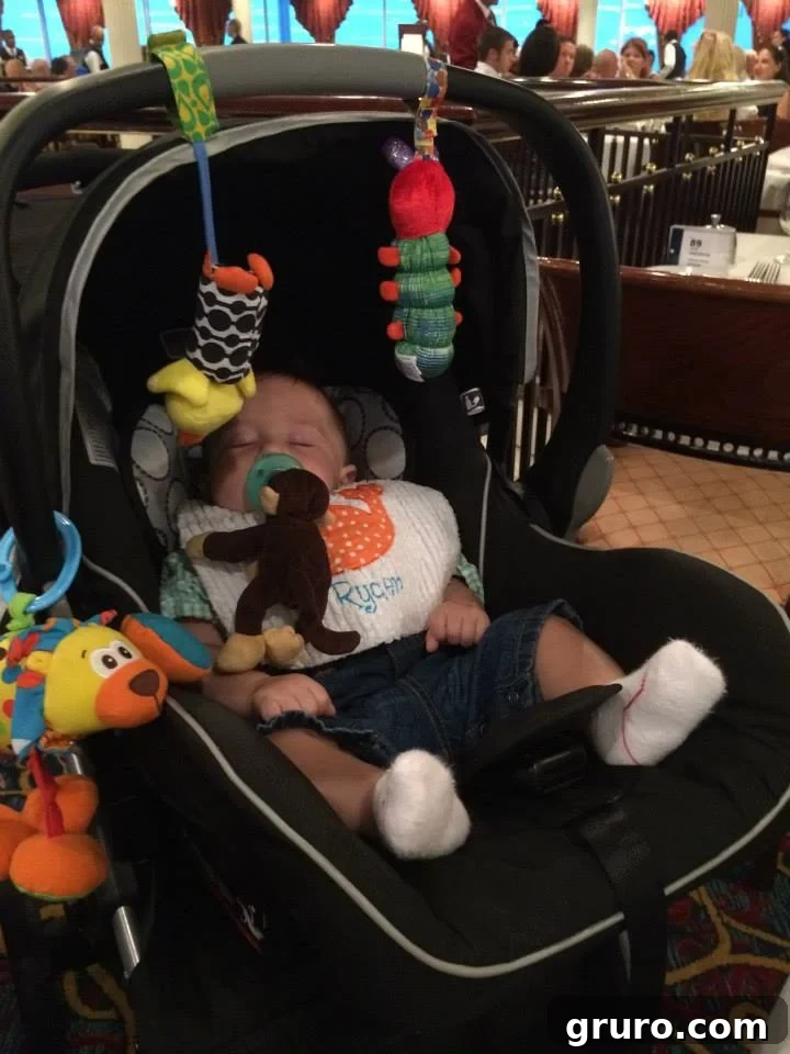 Tiny Traveler's Maiden Voyage 27 Infant in Cruise Dining Room