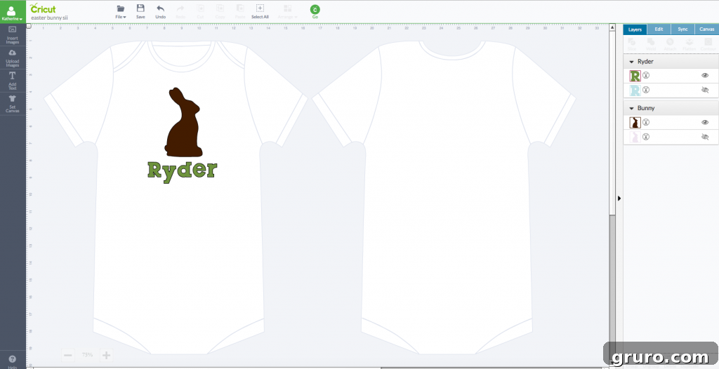 Create a Custom Easter Bunny Onesie with Their Name 3 Designing an Easter Bunny Onesie in Cricut Design Space
