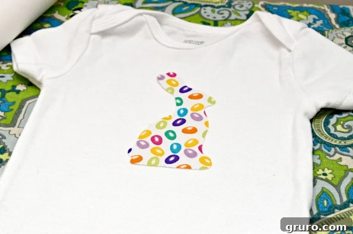 Create a Custom Easter Bunny Onesie with Their Name 6 Placing the Fabric Bunny Design on a Onesie