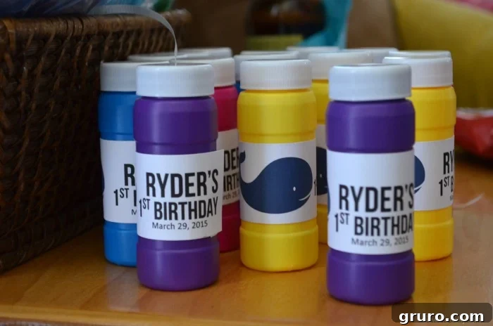 Close-up of DIY Birthday Bubbles Favor