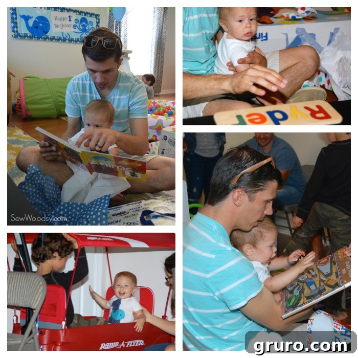 1st birthday party opening gifts