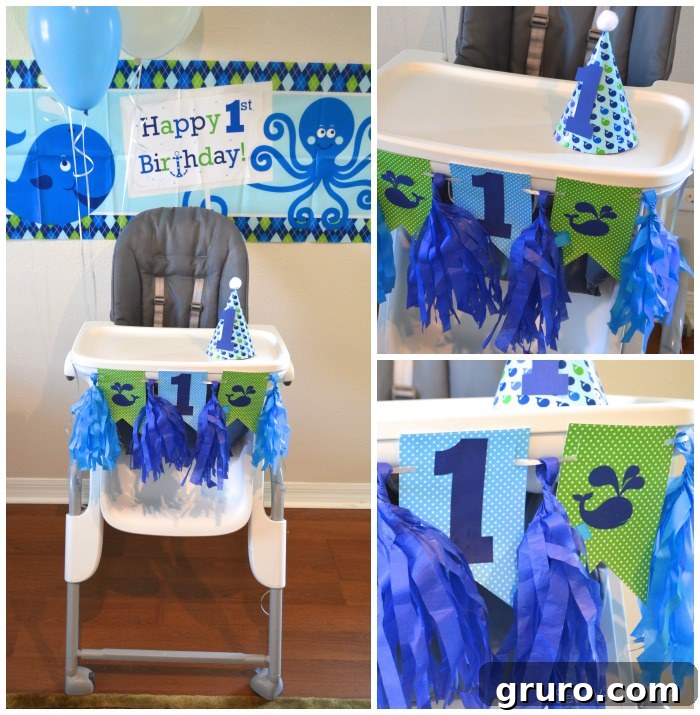 1st Birthday highchair decor