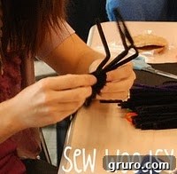 Craft Your Own Fuzzy Spiders 6 Attaching pipe cleaners and puff ball