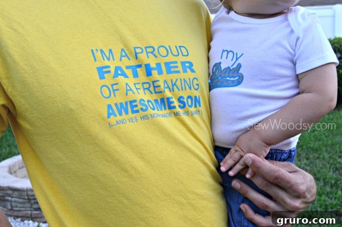 A proud father happily wearing his new custom 'I'm A Proud Father' t-shirt