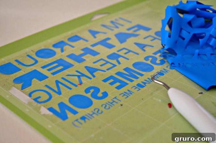 Cricut dial set to 'Iron-On Vinyl' for optimal cutting