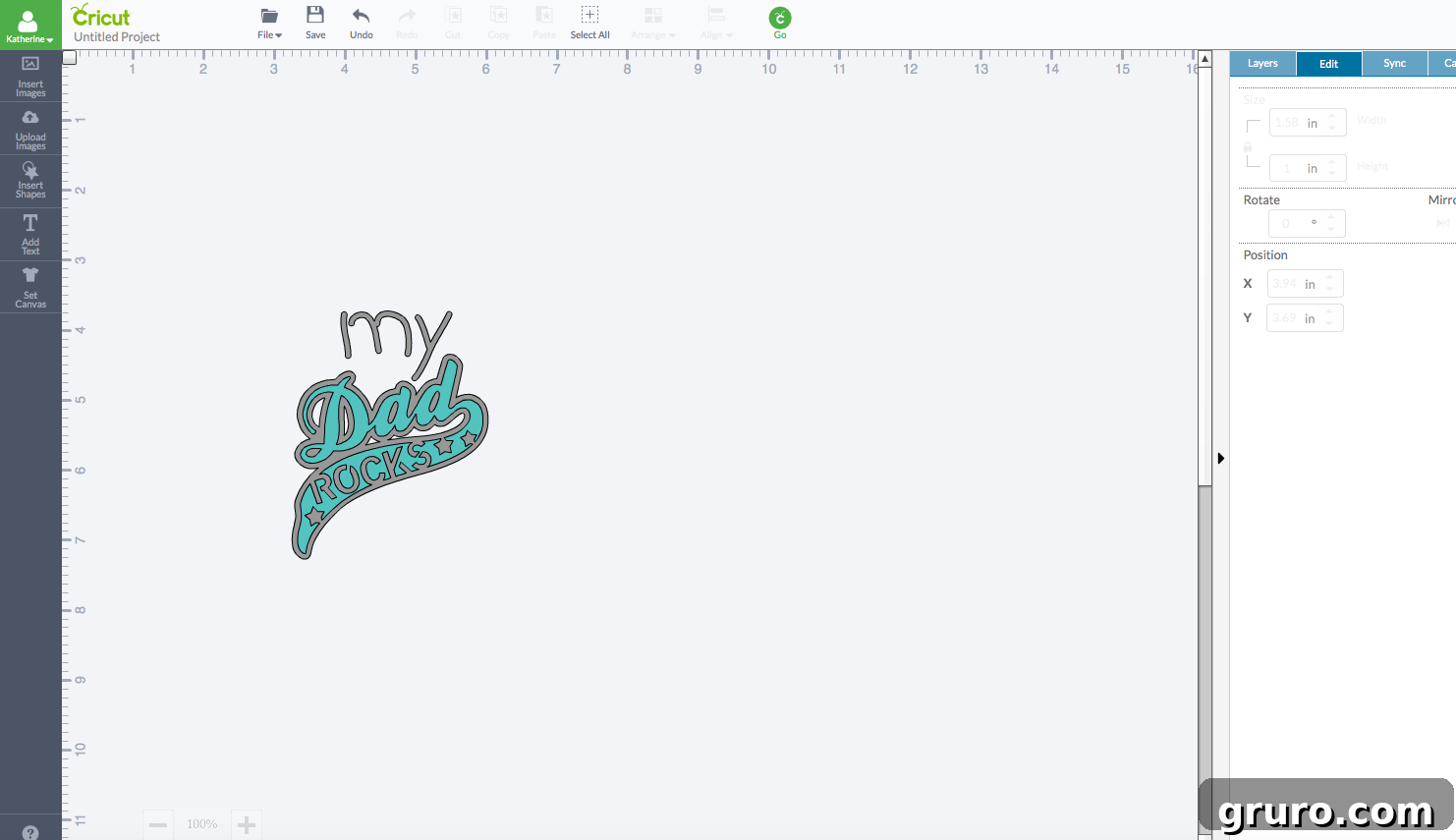 Designing 'My Dad Rocks' Onesie Graphic in Cricut Design Space