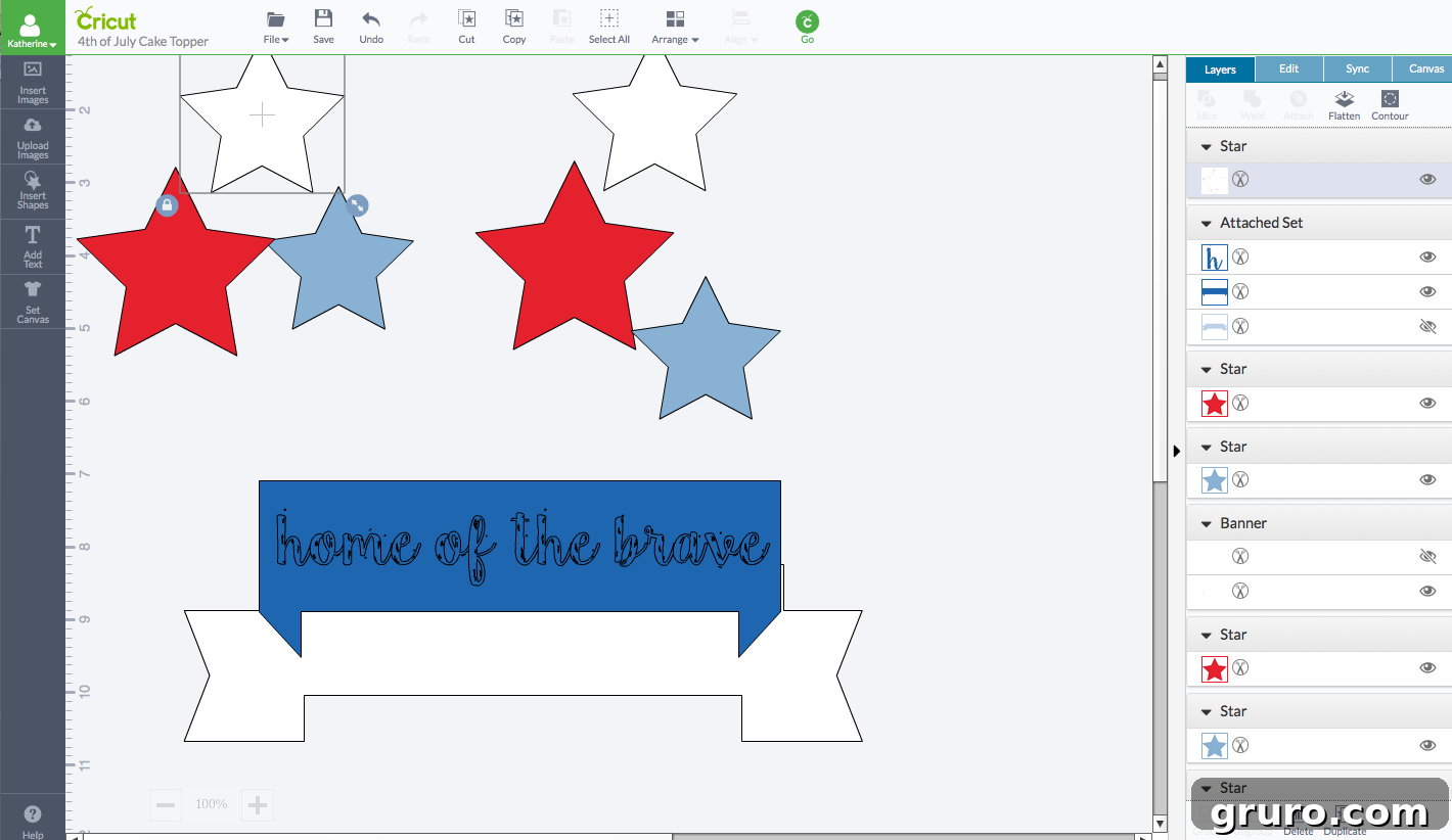 Designing the Home of the Brave Cake Topper in Cricut Design Space
