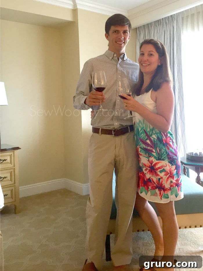 Couple enjoying a romantic evening out at The Ritz-Carlton Orlando, dressed elegantly for dinner.