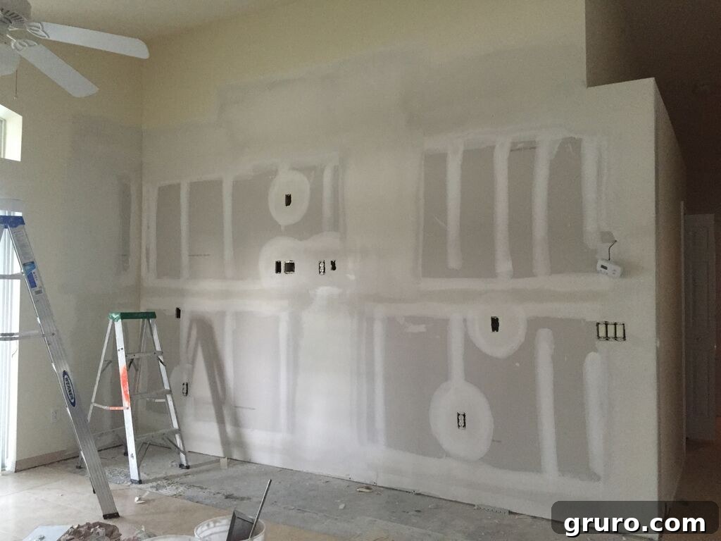 Transformation in Progress 7 Freshly installed drywall before texturing and painting