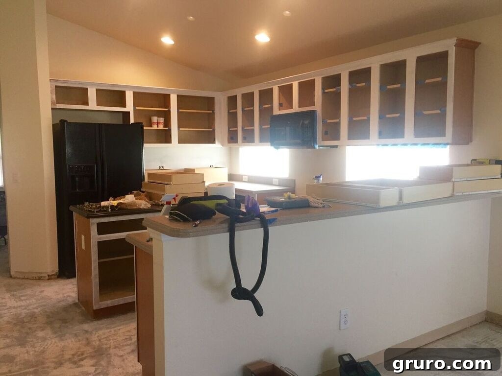 Transformation in Progress 9 Kitchen cabinet painting in progress for a refreshed look