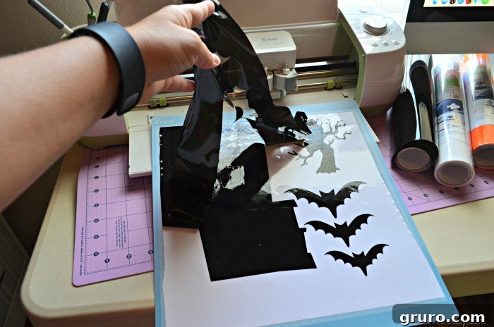 DIY Halloween Window Clings - Removing Negative Space