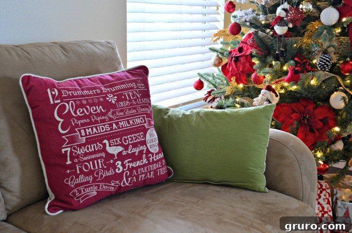 The Toddler-Proof Christmas Tree 12 Cozy '12 Days of Christmas' Pillow for Holiday Decor